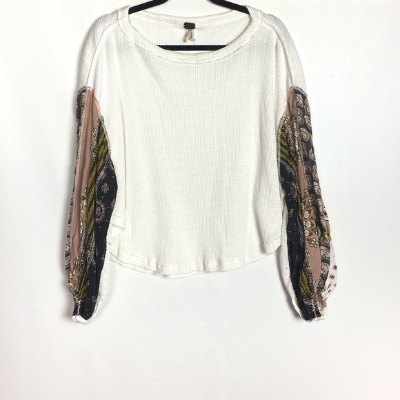 Free People White Blossom Thermal Patchwork Top - Picture 2 of 8